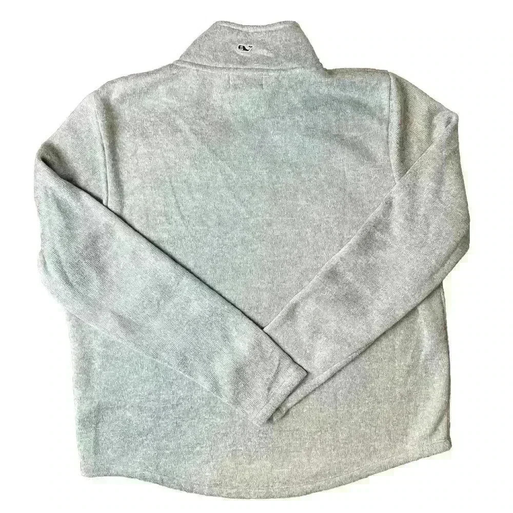 Vineyard Vines Mixed Media Quilted Sweater Pullover Size Large Gray/Navy - Picture 2 of 8